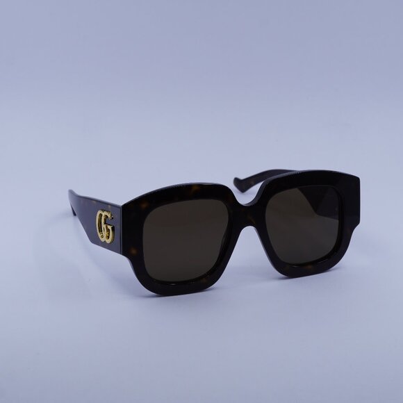 Gucci GG1546S 002 Sunglasses Dark Havana Square Frame, Brown Lenses - Picture 1 of 11